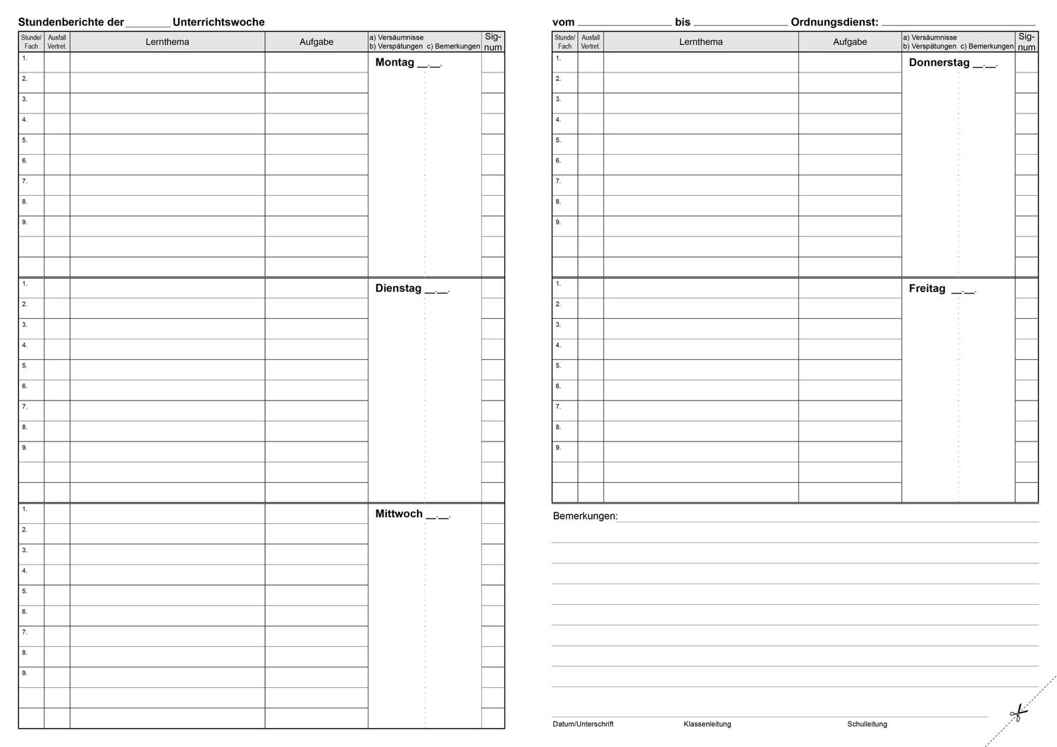 Bild: 4260094452451 | Klassenbuch "Standard", Umschlagfarbe: türkis | für alle Schulformen