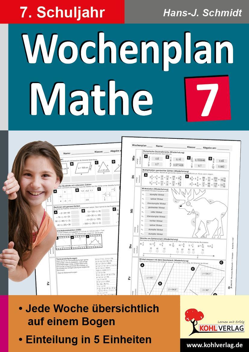 Cover: 9783956865749 | Wochenplan Mathe / Klasse 7 | Hans-J. Schmidt | Taschenbuch | Deutsch