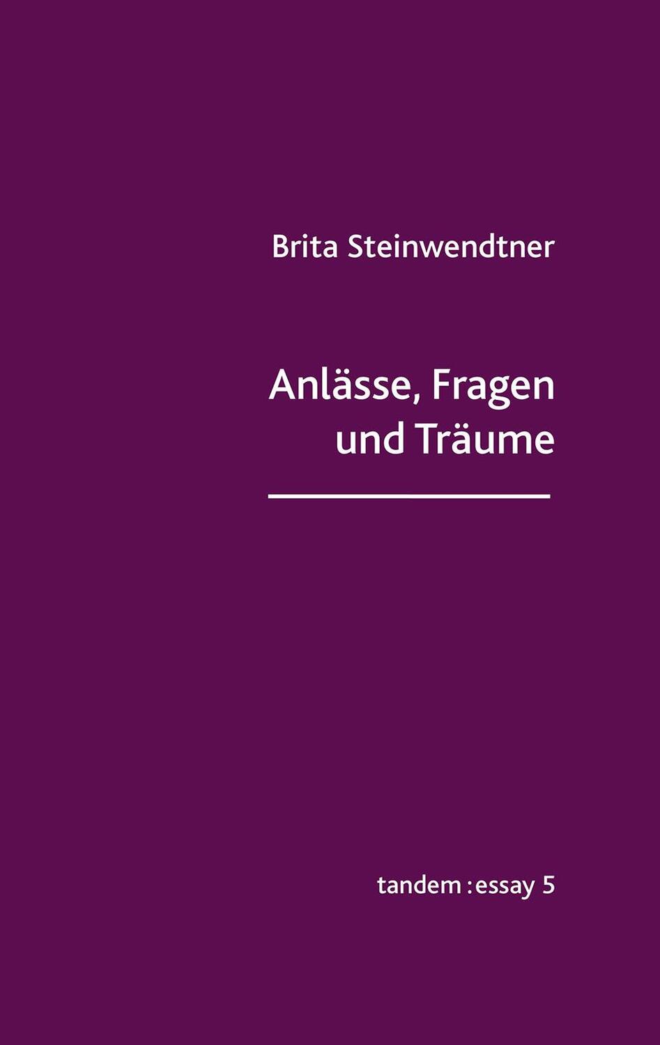 Cover: 9783904068970 | Anlässe, Fragen und Träume | tandem:essay 5 | Brita Steinwendtner