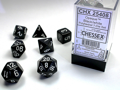 Cover: 850365002160 | Opaque Polyhedral Black/white 7-Die Set | deutsch | Chessex