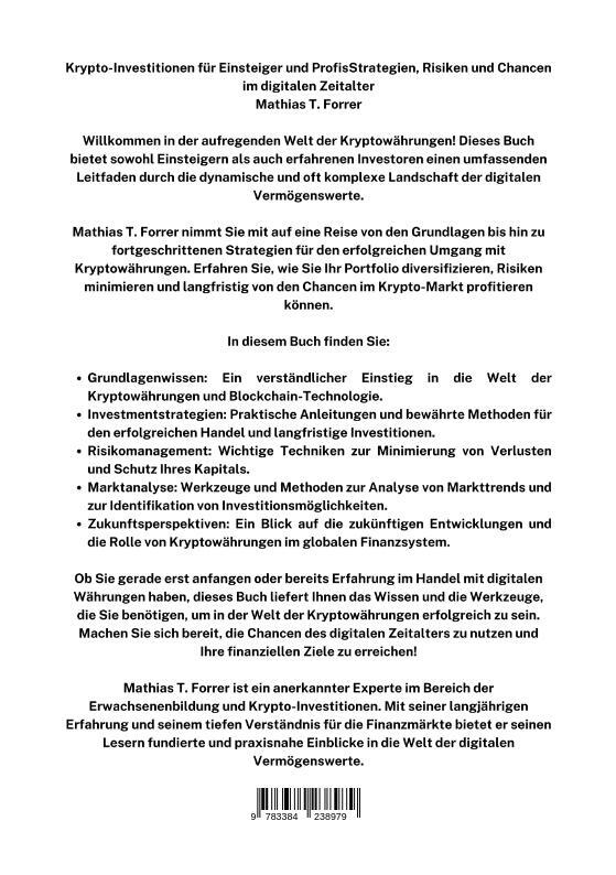 Rückseite: 9783384238979 | Krypto-Investitionen für Einsteiger und Profis | Mathias T. Forrer