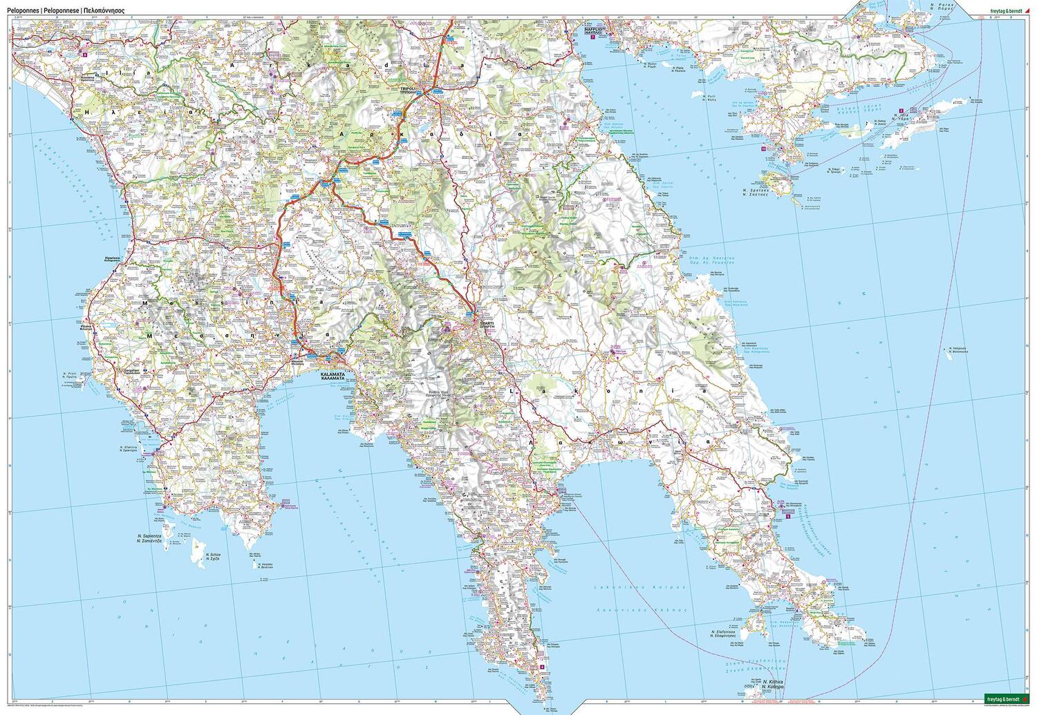 Bild: 9783707921762 | Peloponnes, Straßen- und Freizeitkarte 1:150.000, freytag &amp; berndt