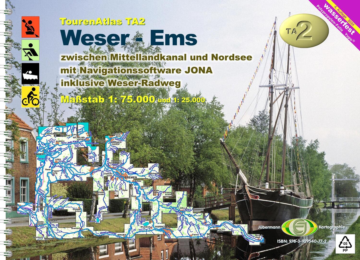 Cover: 9783929540772 | TourenAtlas TA2 Weser-Ems | zwischen Mittellandkanal und Nordsee