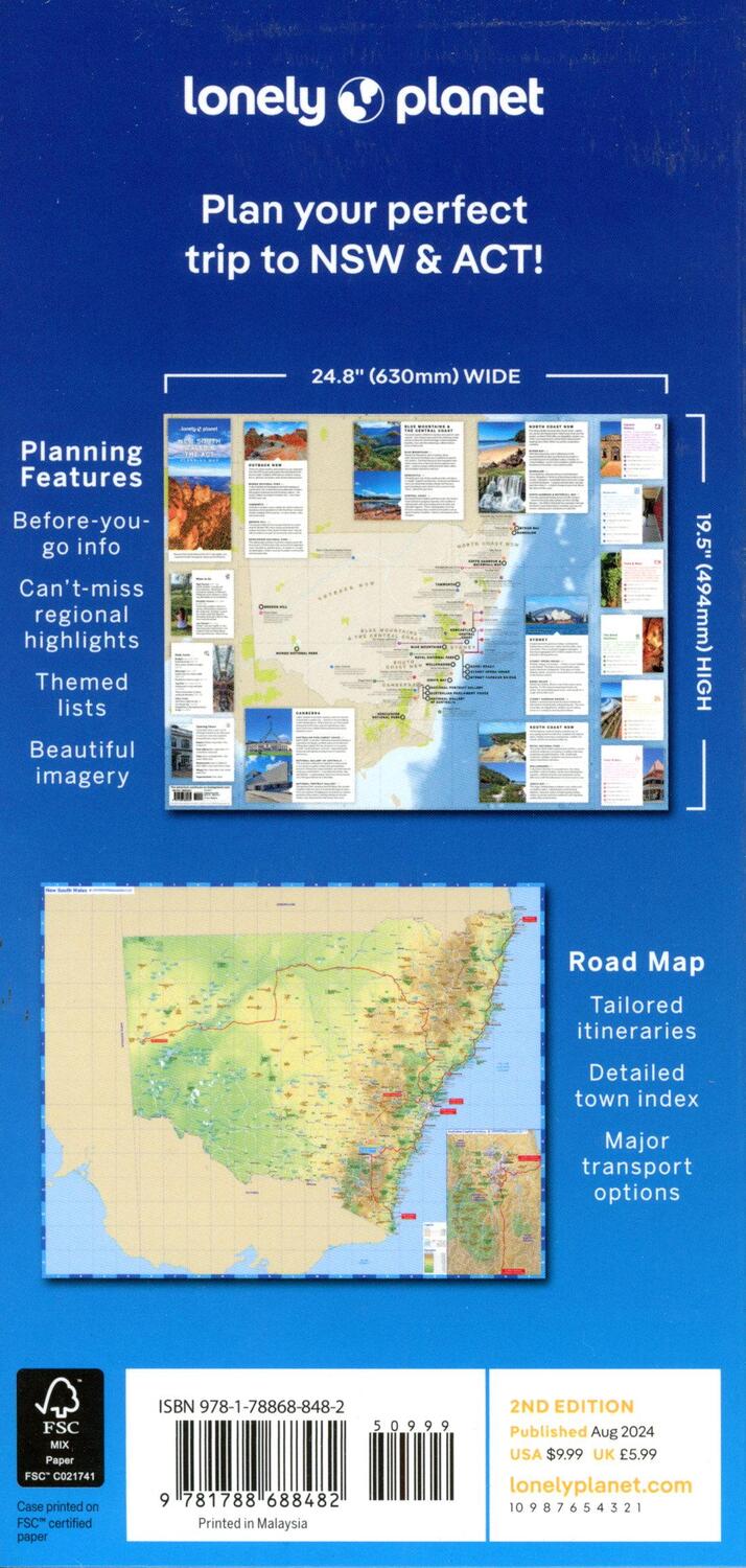 Bild: 9781788688482 | Lonely Planet New South Wales &amp; ACT Planning Map | (Land-)Karte | 2024