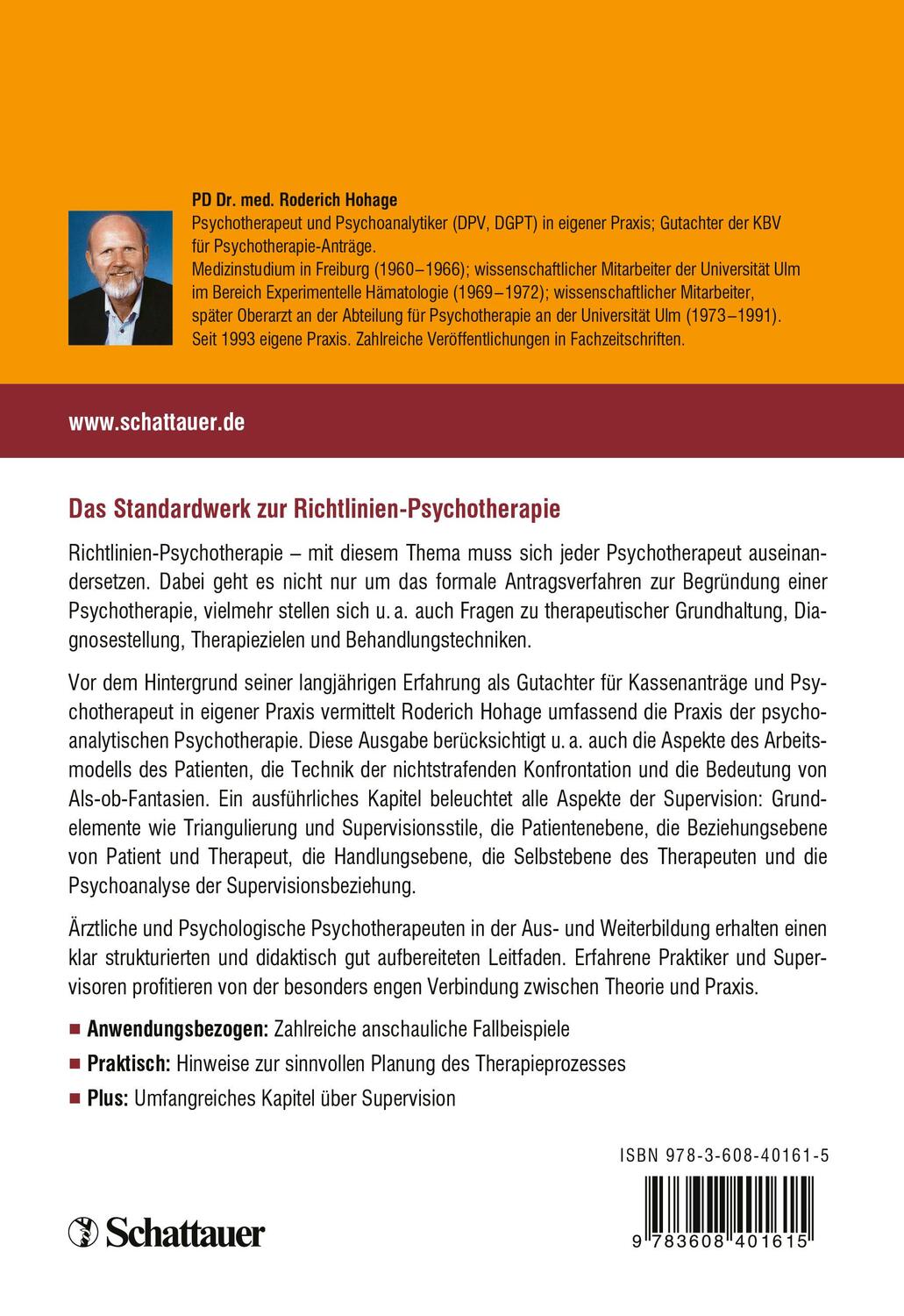 Rückseite: 9783608401615 | Analytisch orientierte Psychotherapie in der Praxis | Roderich Hohage