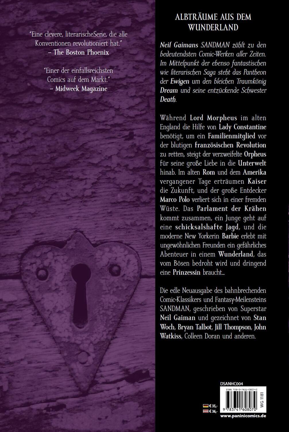 Rückseite: 9783741608070 | Sandman Deluxe | Bd. 4: Über die See zum Himmel | Neil Gaiman (u. a.)
