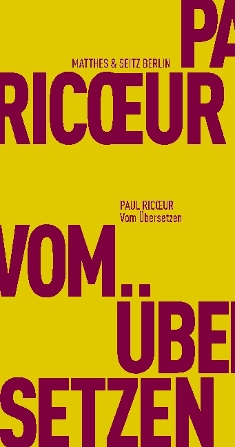 Cover: 9783957572530 | Vom Übersetzen | Paul Ricoeur | Taschenbuch | Klappenbroschur | 69 S.