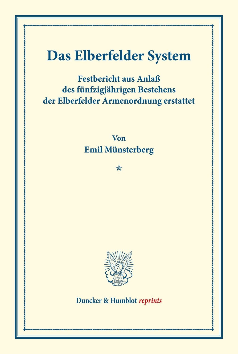 Cover: 9783428176076 | Das Elberfelder System. | Emil Münsterberg | Taschenbuch | Paperback