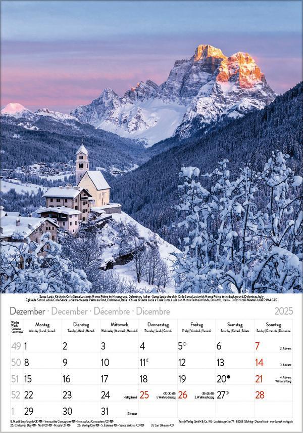 Bild: 9783731876113 | Die Alpen 2025 | Verlag Korsch | Kalender | Spiralbindung | 13 S.