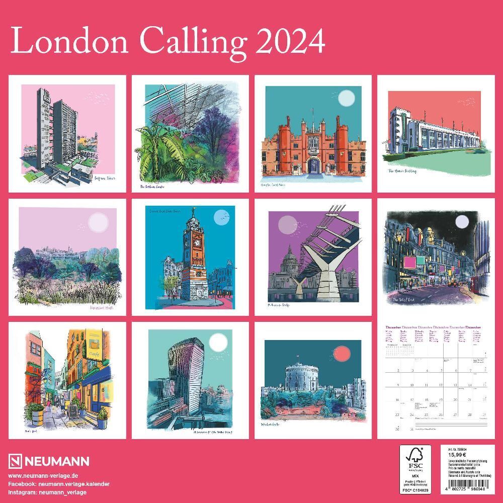 Bild: 4002725986948 | London Calling 2024 - Wand-Kalender - Broschüren-Kalender - 30x30 -...