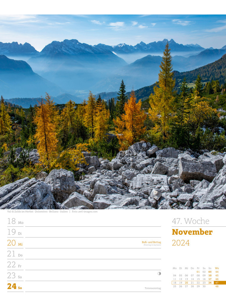 Bild: 9783838434025 | Faszination Alpenwelt - Wochenplaner Kalender 2024 | Kunstverlag