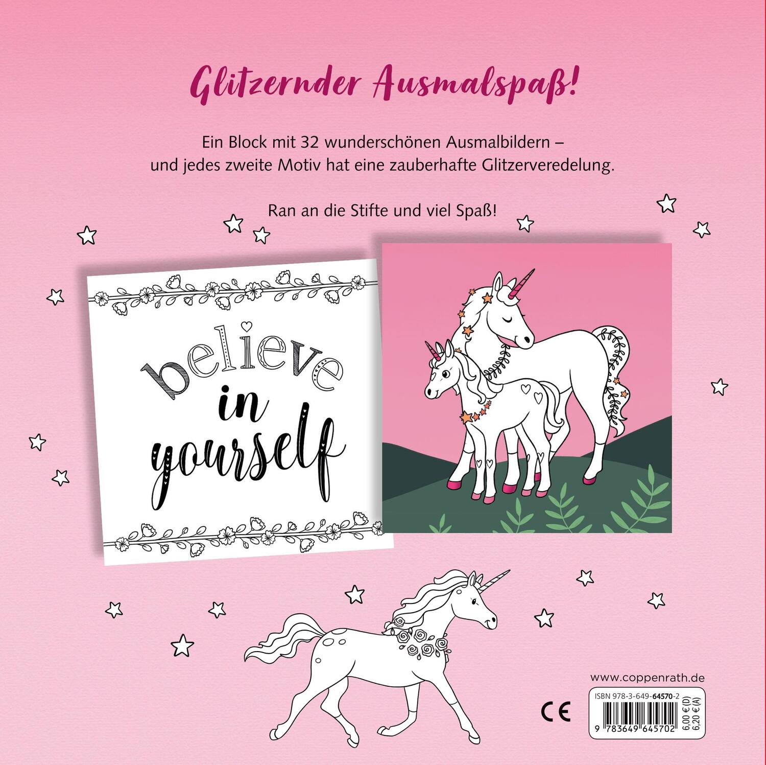 Rückseite: 9783649645702 | Glitzer-Malblock | Unicorn | Susanna Hatkemper | Buch | 64 S. | 2023