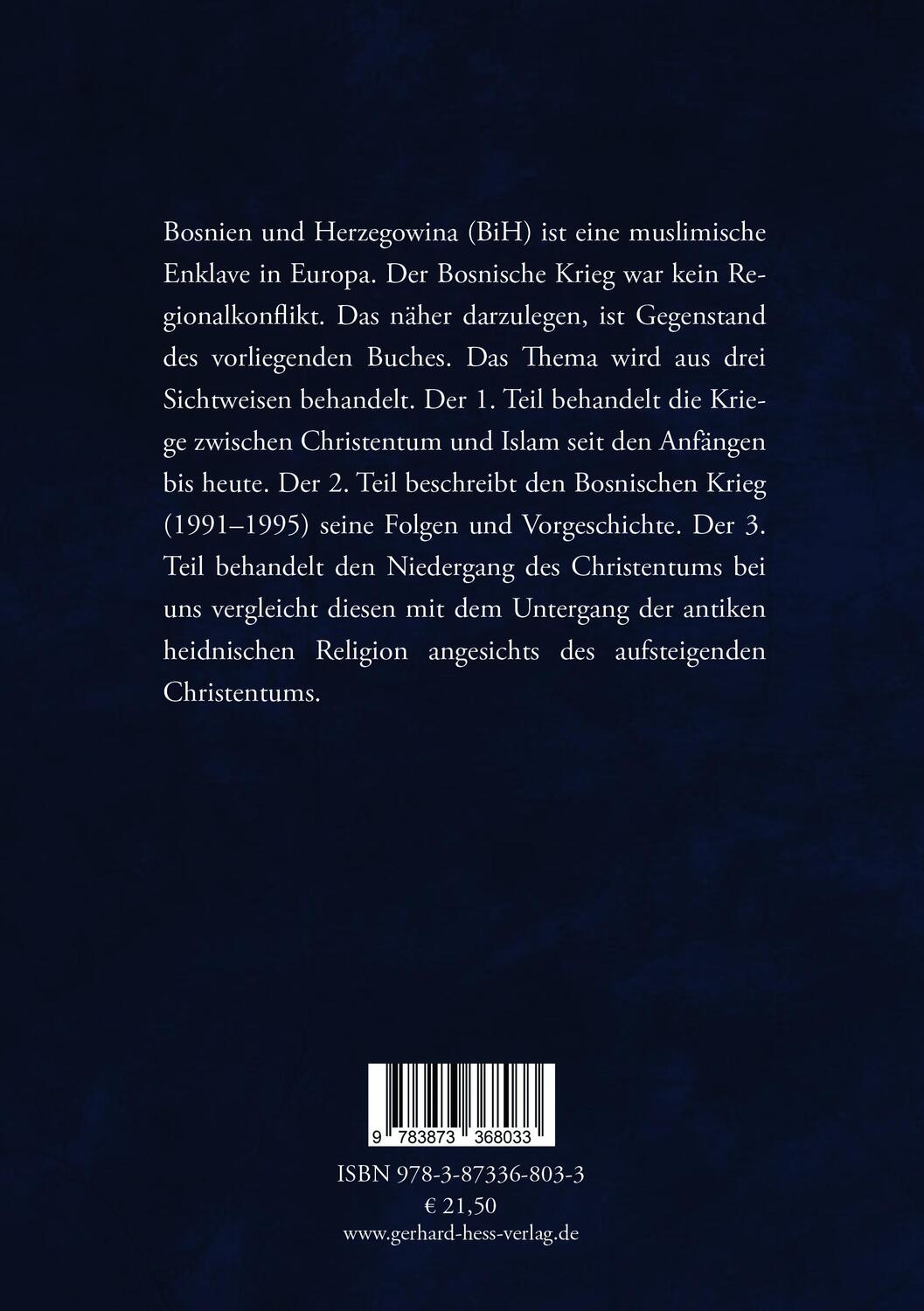 Rückseite: 9783873368033 | Bosnien | Scharnier der Kulturen | Menno Aden | Taschenbuch | 266 S.