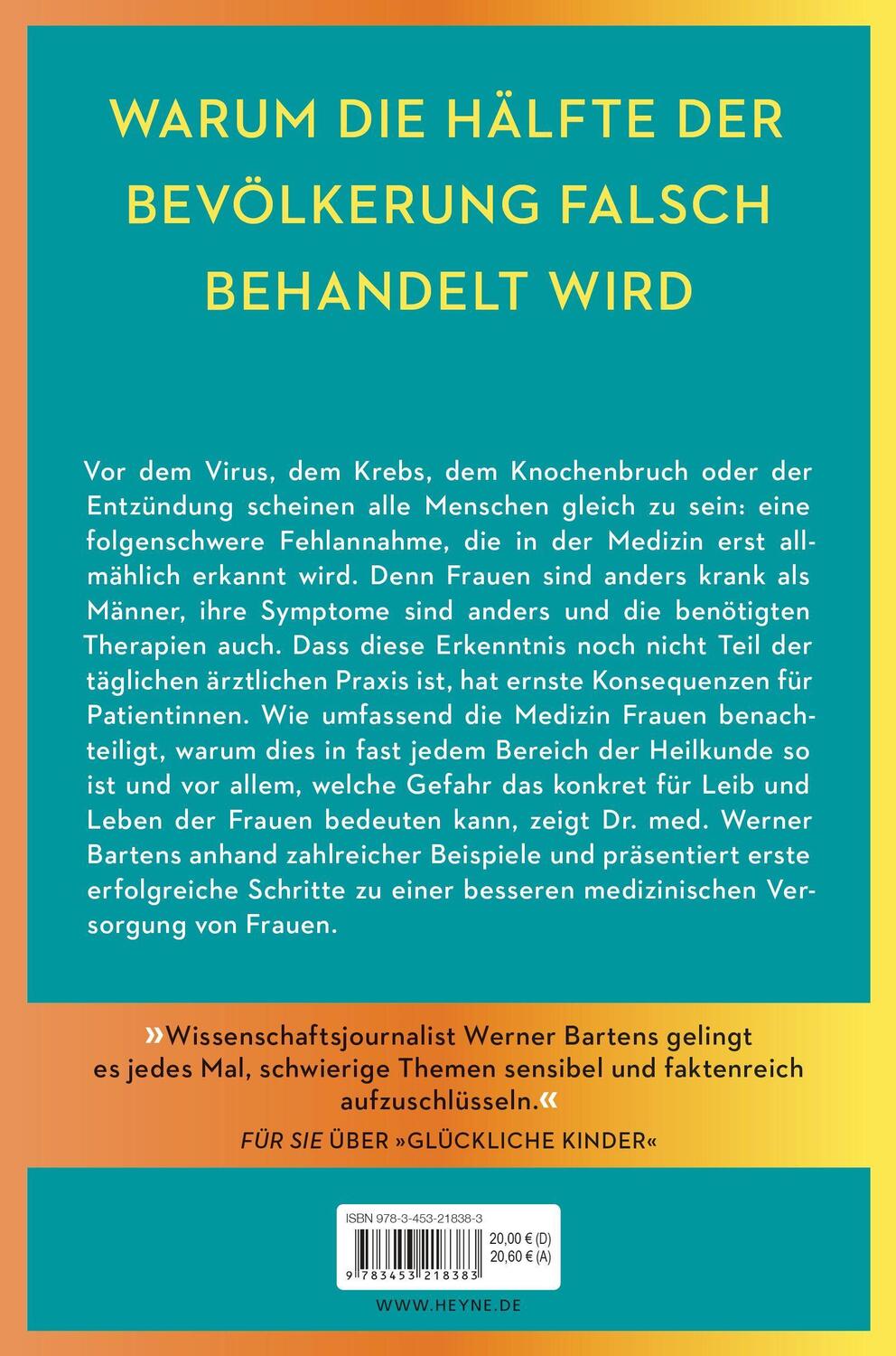 Bild: 9783453218383 | Gesundheitsrisiko: weiblich | Werner Bartens | Taschenbuch | Deutsch