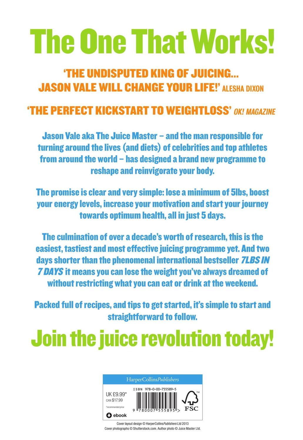 Rückseite: 9780007555895 | 5LBs in 5 Days | The Juice Detox Diet | Jason Vale | Taschenbuch