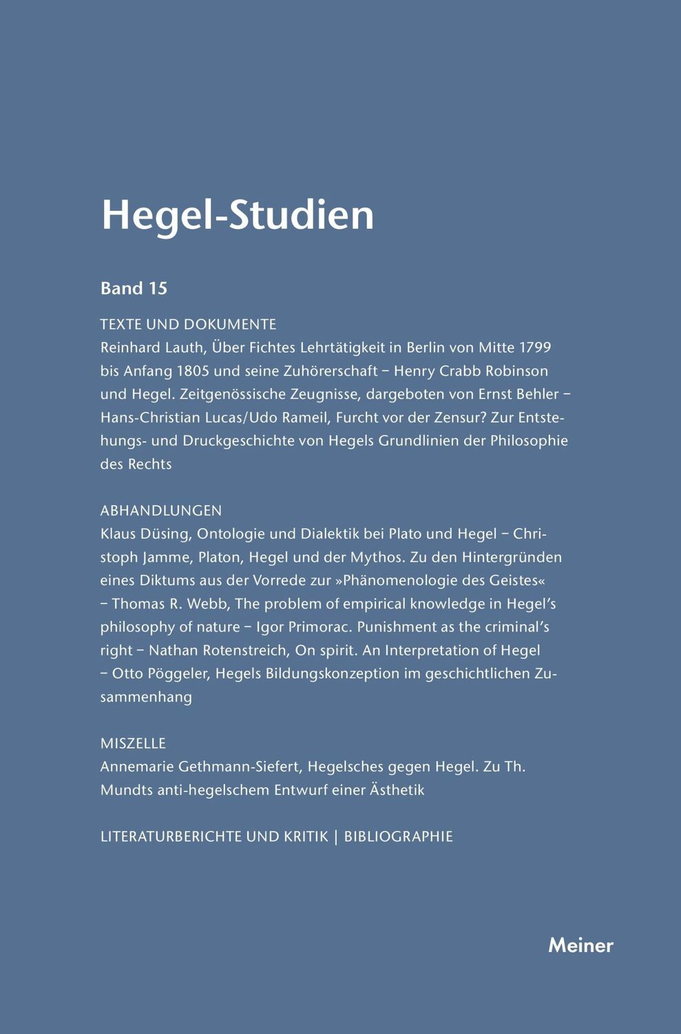 Cover: 9783787314799 | Hegel-Studien / Hegel-Studien | Otto Pöggeler | Taschenbuch | 436 S.