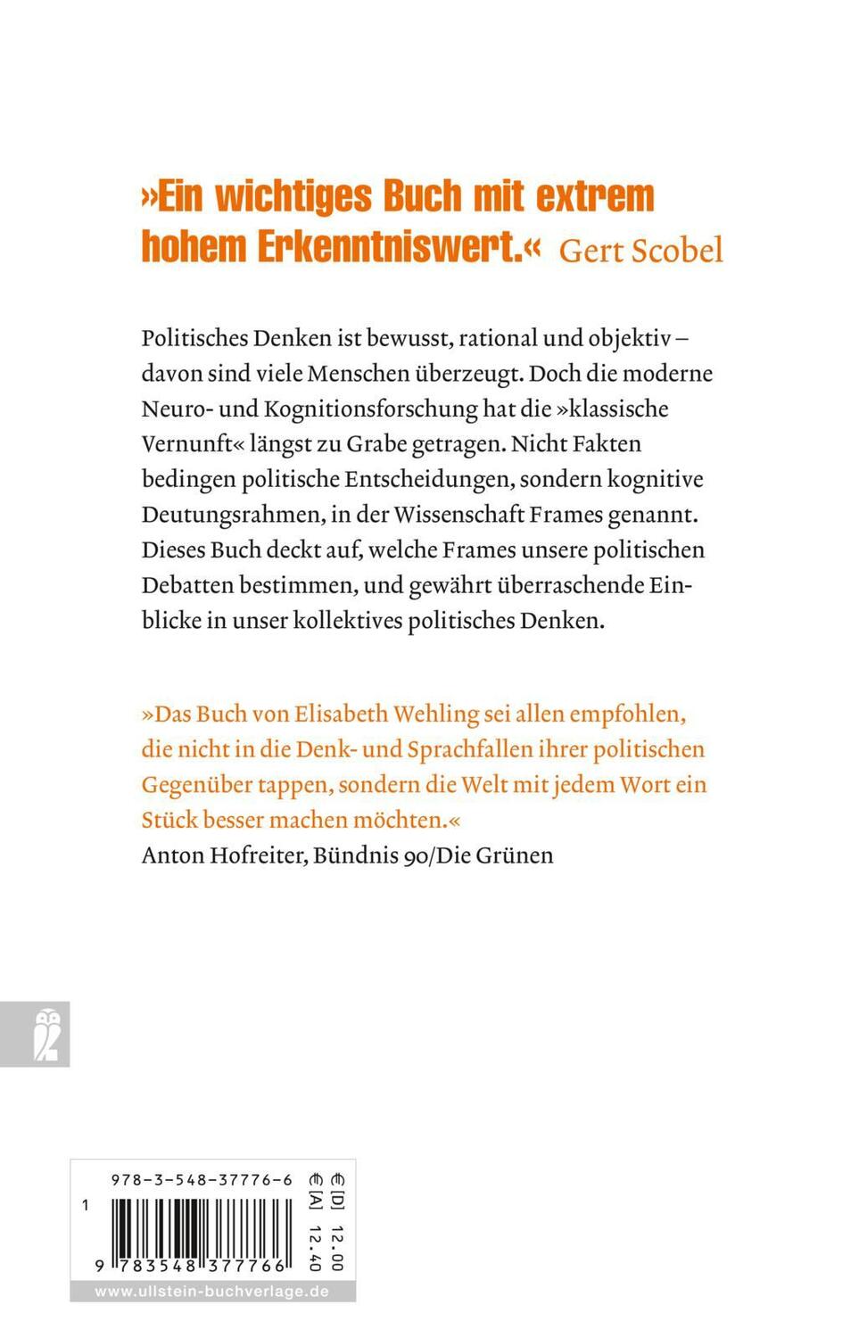 Rückseite: 9783548377766 | Politisches Framing | Elisabeth Wehling | Taschenbuch | 240 S. | 2018