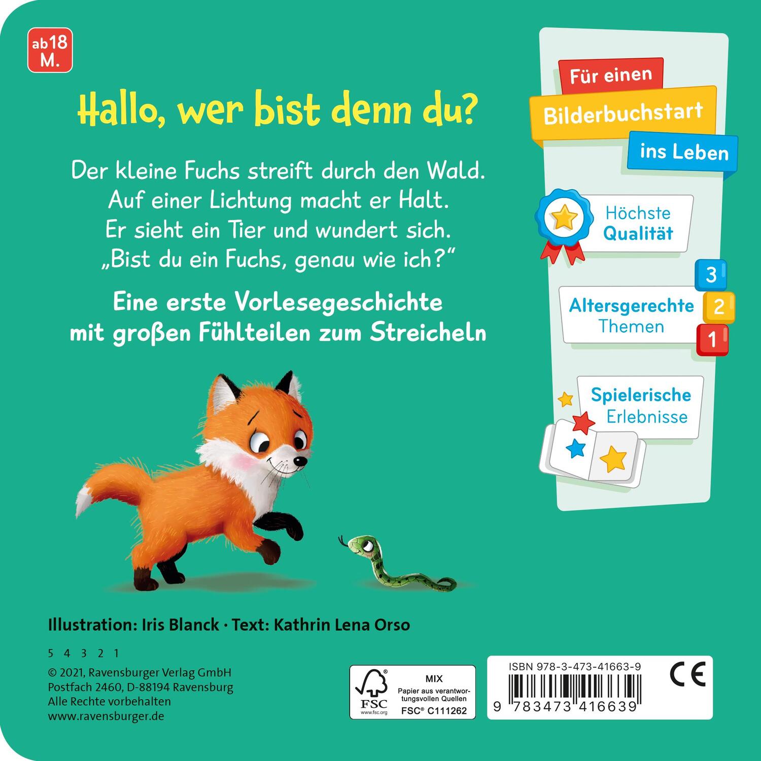 Rückseite: 9783473416639 | Mein erstes Vorlese-Fühlbuch: Bist du ein Fuchs? | Kathrin Lena Orso
