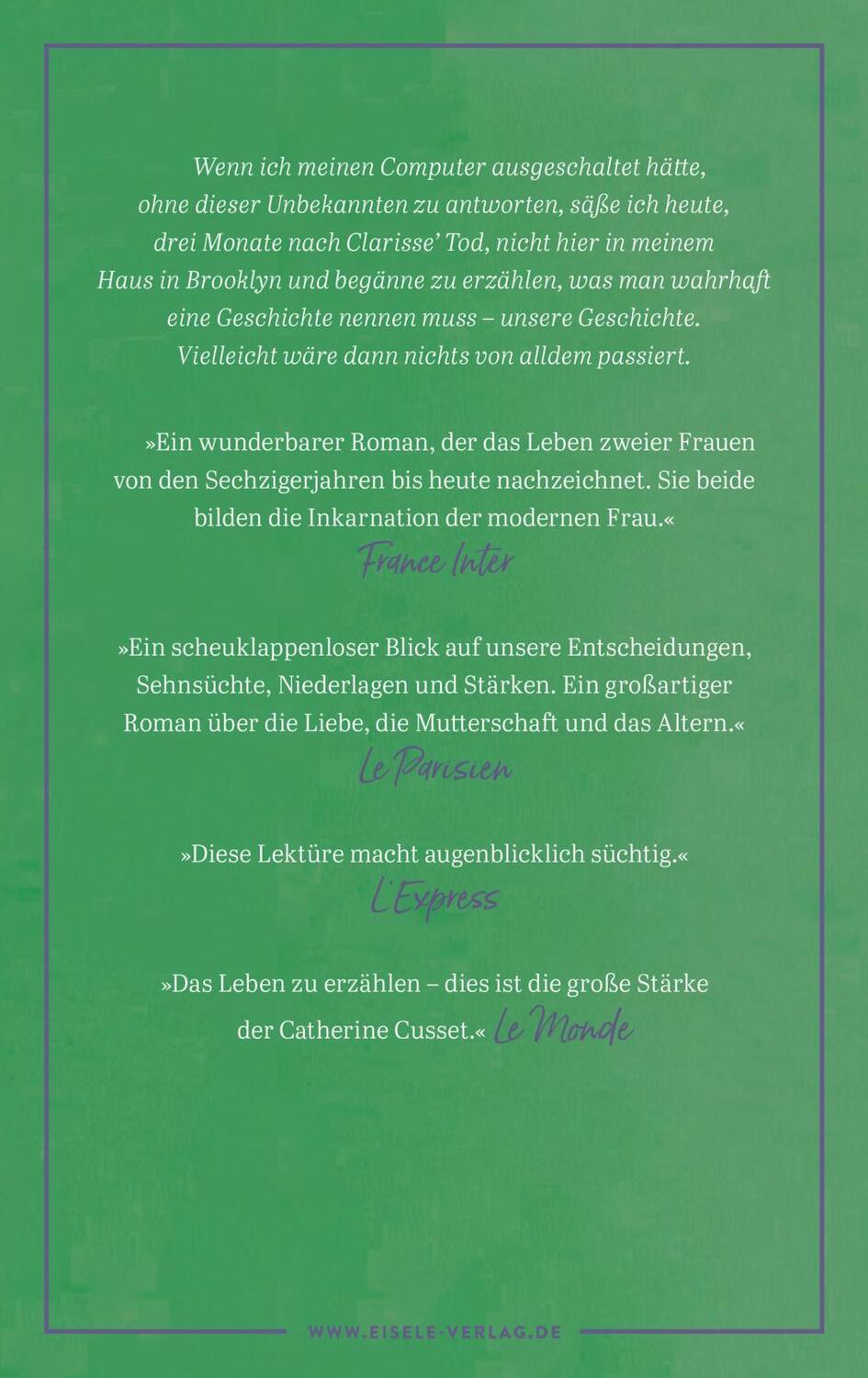 Rückseite: 9783961611409 | Die Definition von Glück | Catherine Cusset | Buch | 384 S. | Deutsch