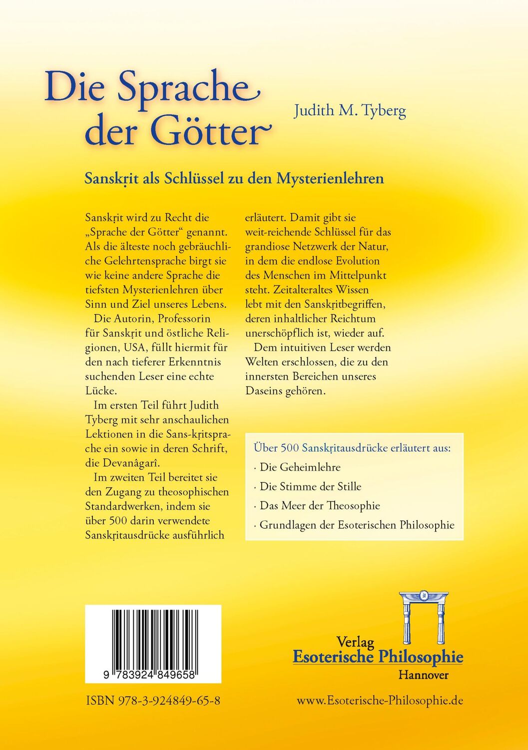 Rückseite: 9783924849665 | Die Sprache der Götter | Sanskrit als Schlüssel zu den Mysterienlehren