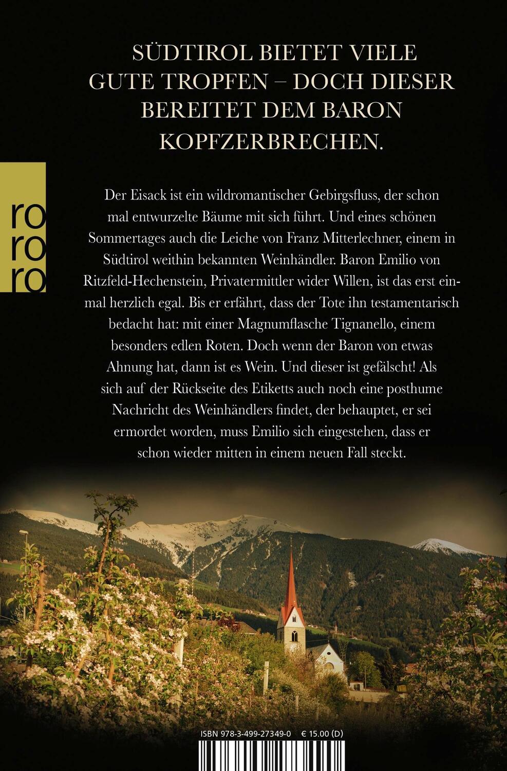 Rückseite: 9783499273490 | Falscher Tropfen | Ein Wein-Krimi aus Südtirol | Michael Böckler