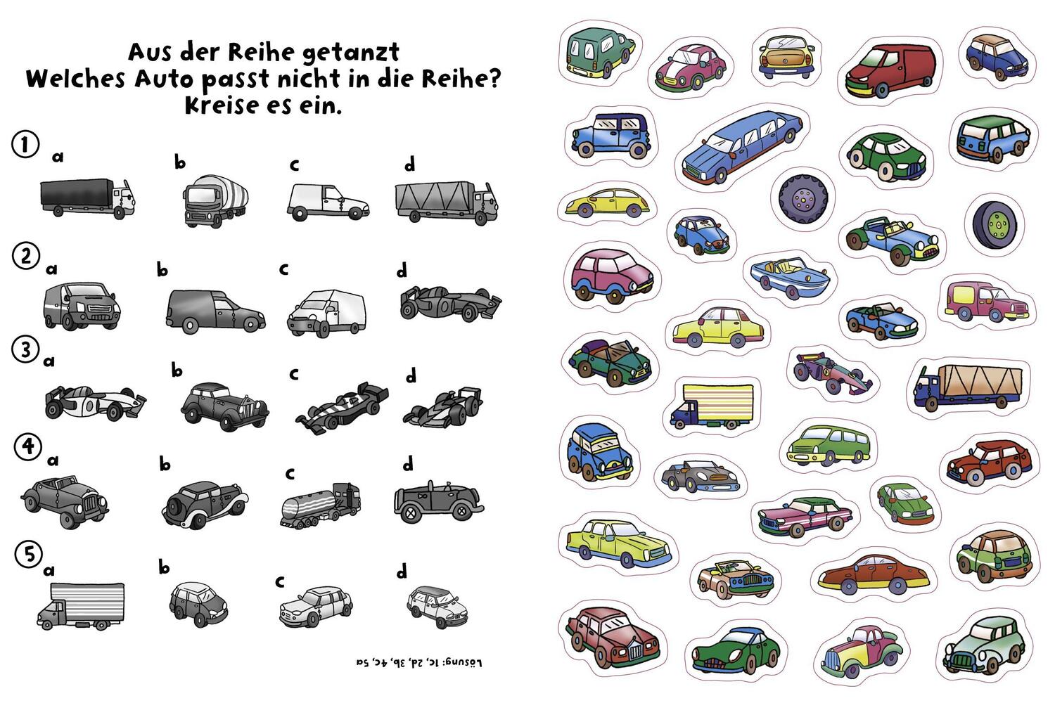 Bild: 9783849946302 | 555 Sticker Autos | Mit lustigen Rätseln I Für Kinder ab 4 Jahren