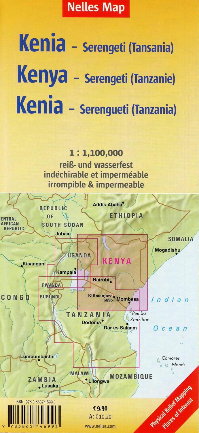 Bild: 9783865746993 | Nelles Map Landkarte Kenya - Serengeti (Tanzania), Kenia -...