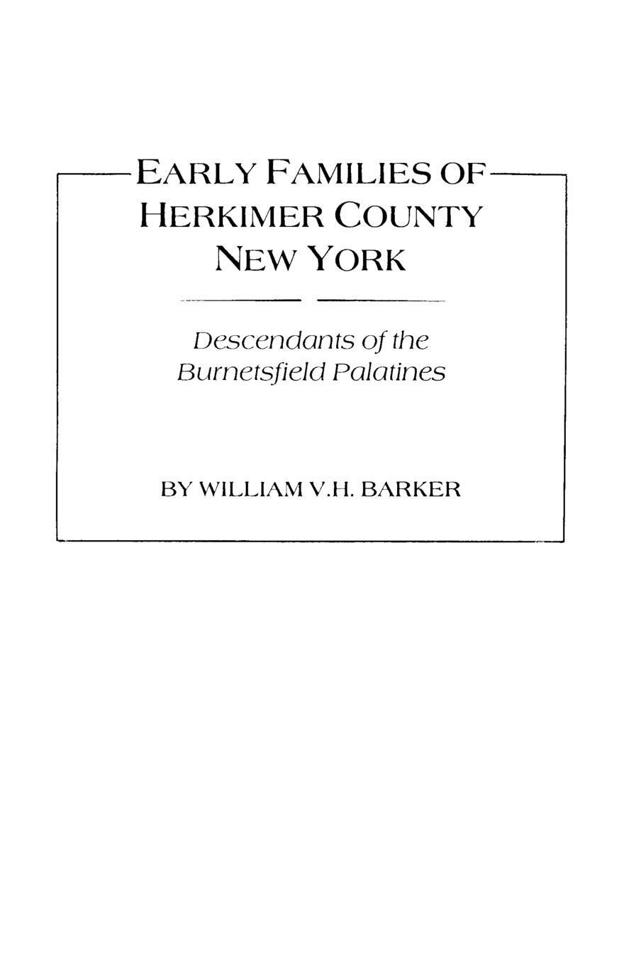 Cover: 9780806310787 | Early Families of Herkimer County, New York | William V. H. Barker