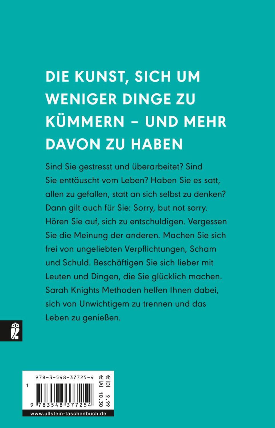 Rückseite: 9783548377254 | Not Sorry | Sarah Knight | Taschenbuch | Deutsch | 2017