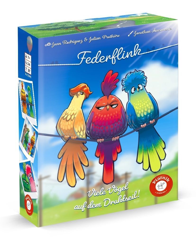 Cover: 9001890725999 | Federflink | Zu viele Vögel auf dem Drahtseil ? | Spiel | In Spielebox