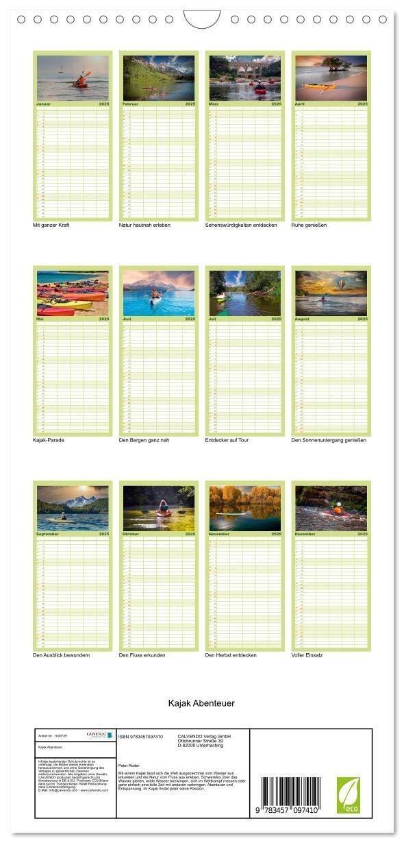 Bild: 9783457097410 | Familienplaner 2025 - Kajak Abenteuer mit 5 Spalten (Wandkalender,...