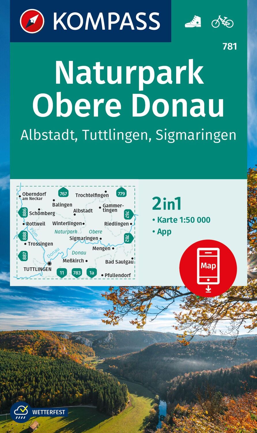 Cover: 9783991540298 | KOMPASS Wanderkarte 781 Naturpark Obere Donau - Albstadt -...