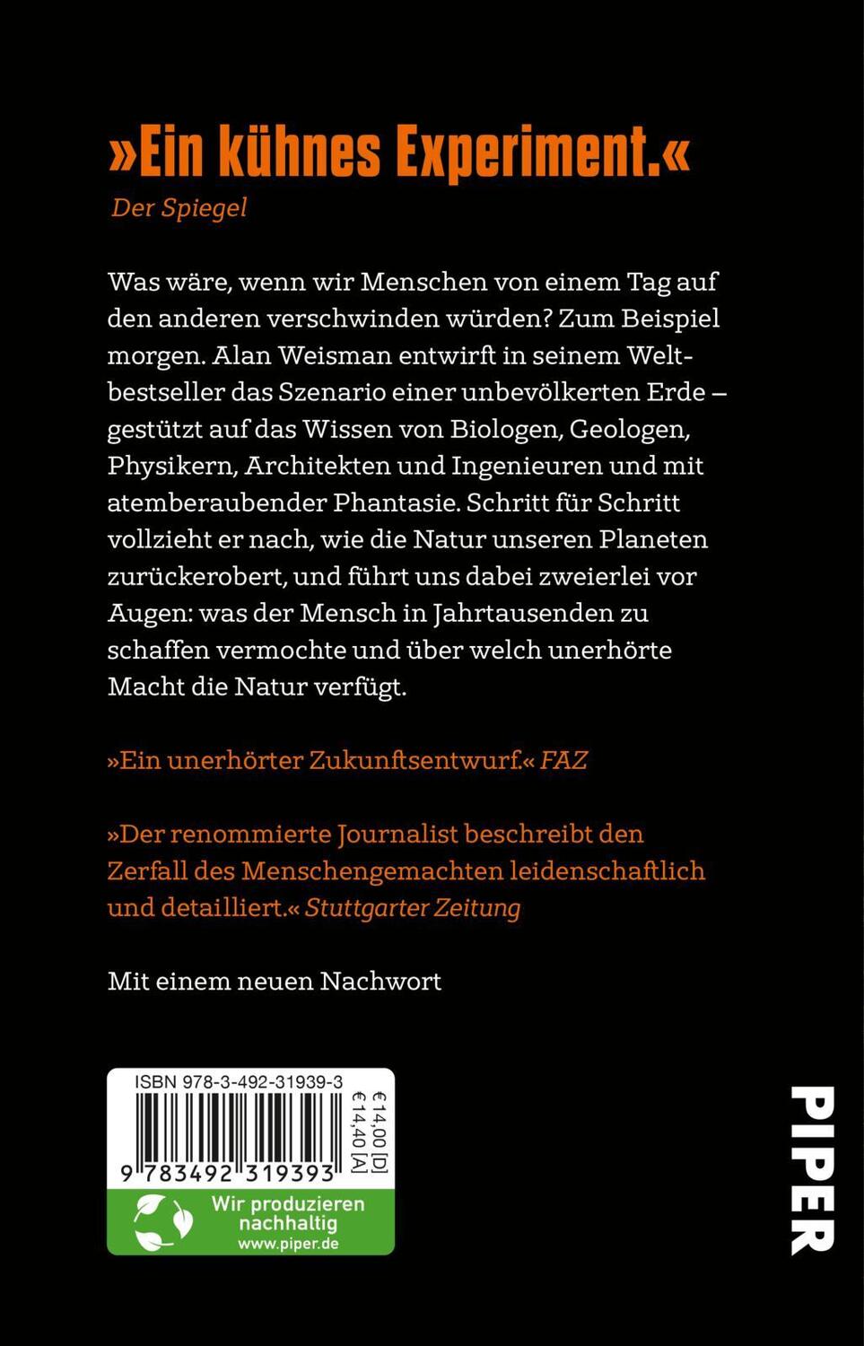 Rückseite: 9783492319393 | Die Welt ohne uns | Alan Weisman | Taschenbuch | 400 S. | Deutsch