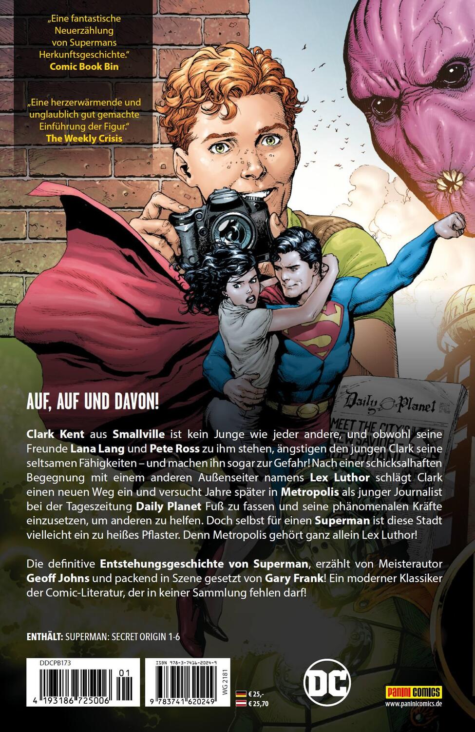 Rückseite: 9783741620249 | Superman: Secret Origin | Geoff Johns (u. a.) | Taschenbuch | 232 S.