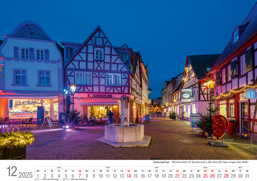 Bild: 9783965352100 | Siebengebirge 2025 Bildkalender A4 quer, spiralgebunden | Holger Klaes