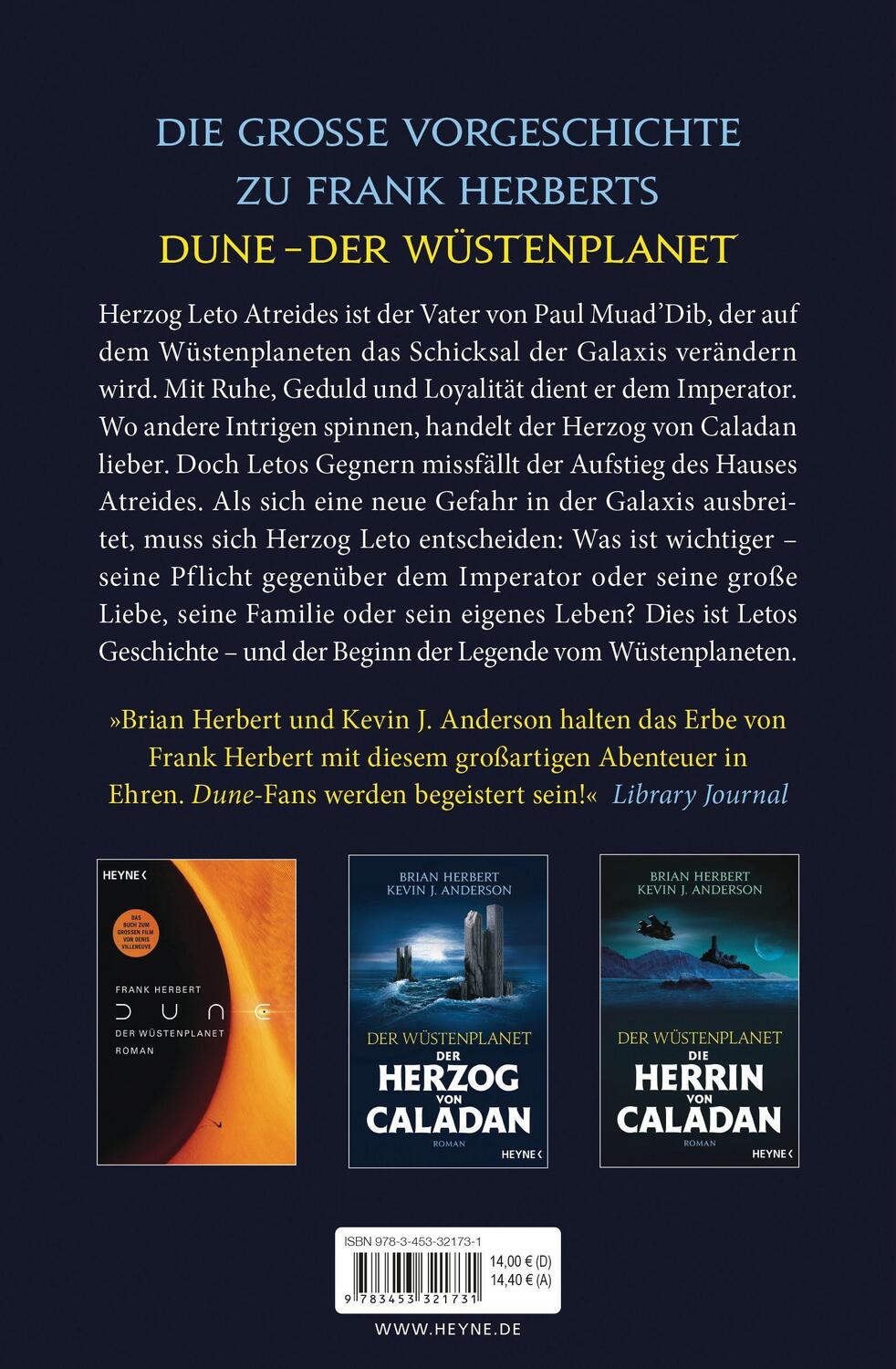 Bild: 9783453321731 | Der Wüstenplanet - Der Herzog von Caladan | Roman | Herbert (u. a.)