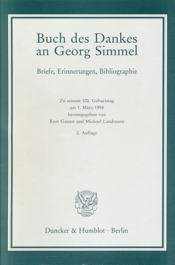 Cover: 9783428079001 | Buch des Dankes an Georg Simmel | Taschenbuch | 371 S. | Deutsch