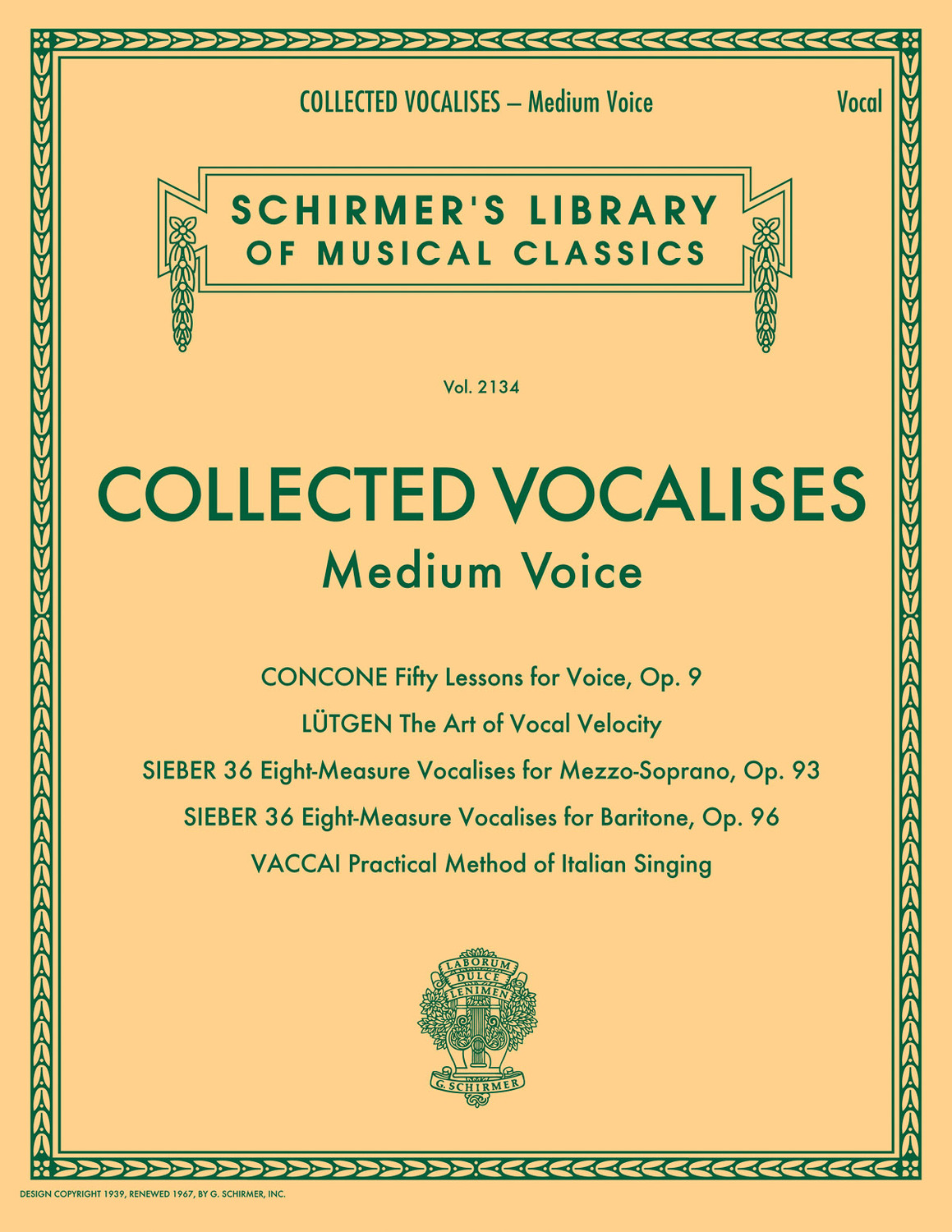 Cover: 888680658229 | Collected Vocalises: Medium Voice | Concone, Lutgen, Sieber, Vaccai
