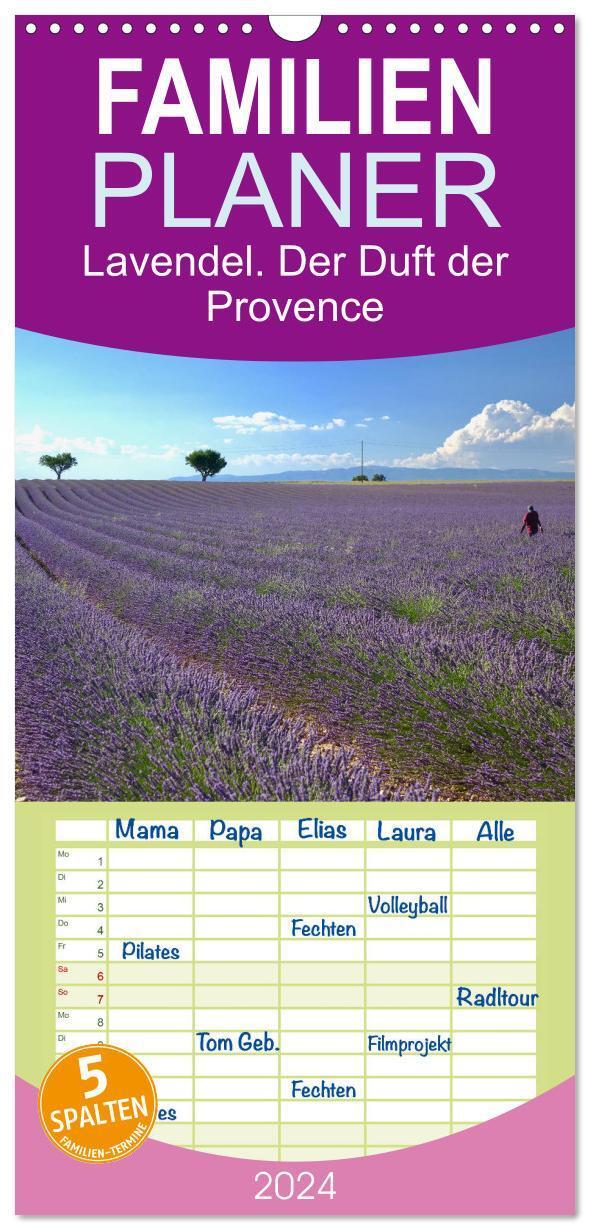 Cover: 9783383079122 | Familienplaner 2024 - Lavendel. Der Duft der Provence mit 5 Spalten...