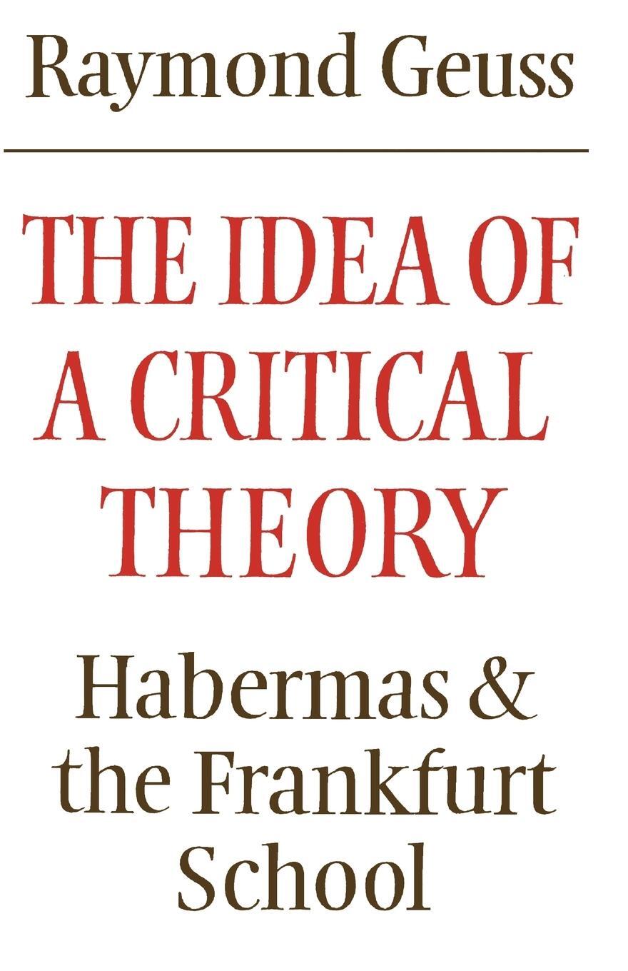 Cover: 9780521284226 | The Idea of a Critical Theory | Habermas and the Frankfurt School