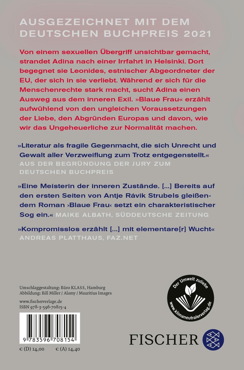 Rückseite: 9783596708154 | Blaue Frau | Roman Ausgezeichnet mit dem Deutschen Buchpreis 2021