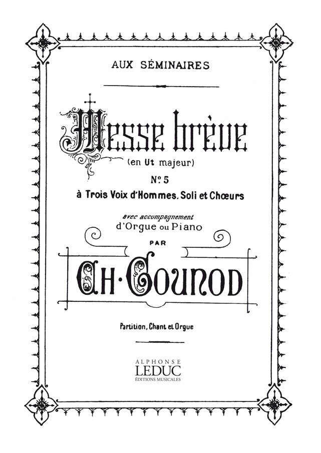 Cover: 9790046129896 | Messe Breve No 5 C Major Bl437 Voice &amp; Organ Score | Charles Gounod