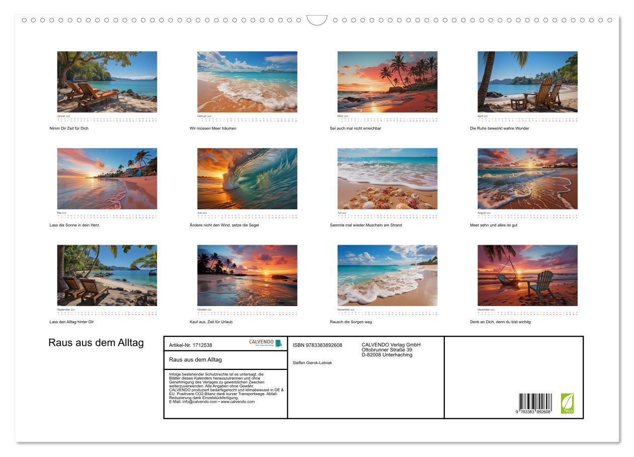 Bild: 9783383892608 | Raus aus dem Alltag (Wandkalender 2025 DIN A2 quer), CALVENDO...