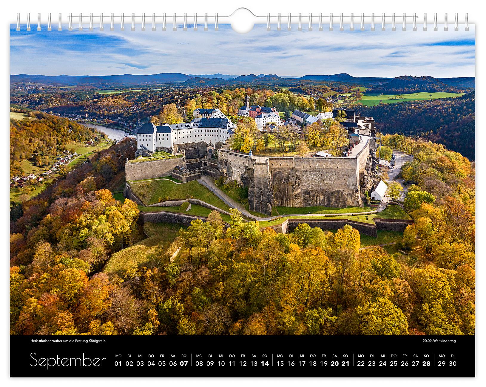 Bild: 9783910680593 | Kalender Sächsische Schweiz 2025 | 40 x 30 cm schwarzes Kalendarium