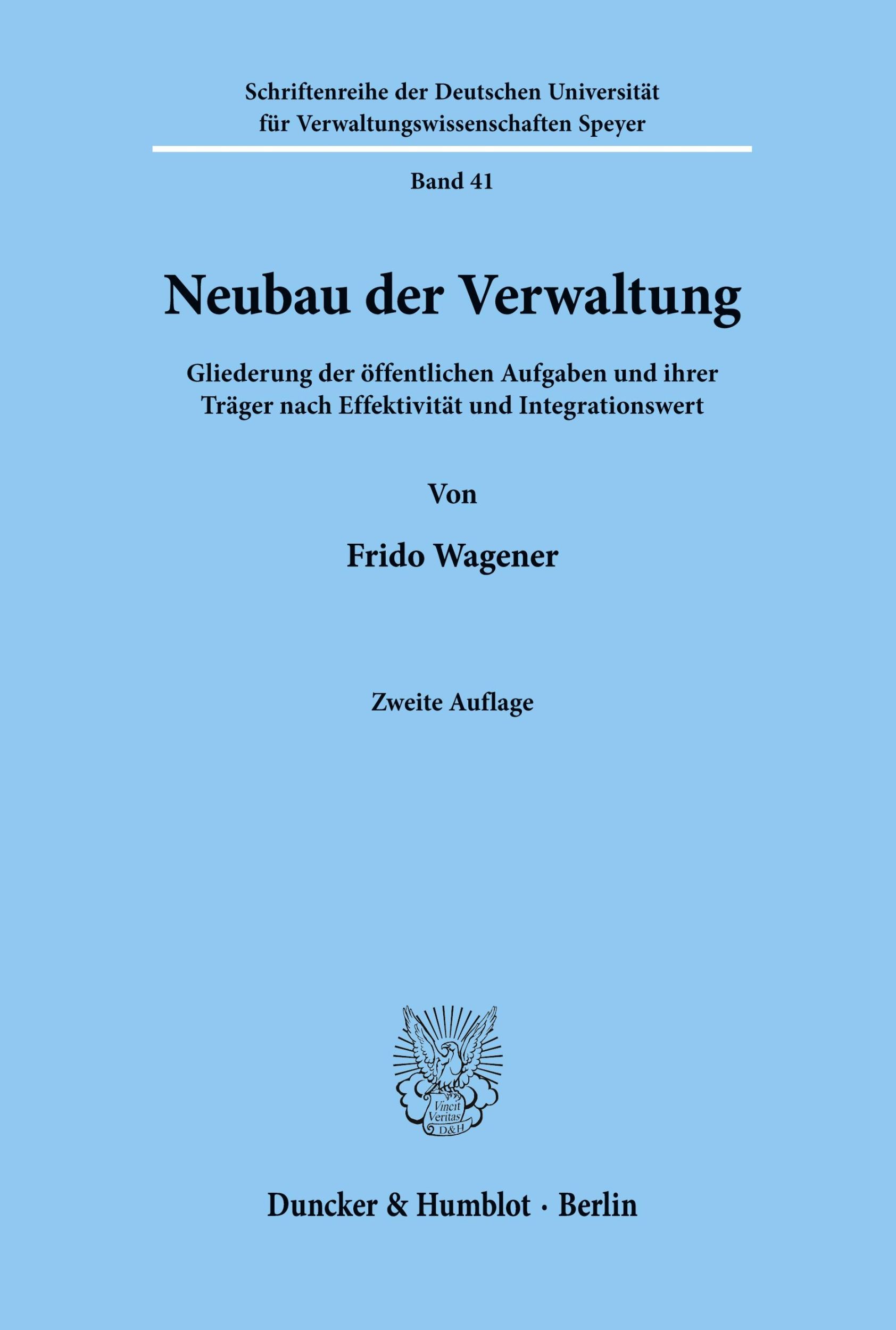 Cover: 9783428022427 | Neubau der Verwaltung. | Frido Wagener | Taschenbuch | Paperback | XXI