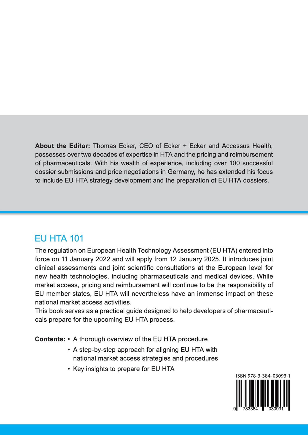 Rückseite: 9783384030931 | EU HTA 101 | How to prepare for European Health Technology Assessment