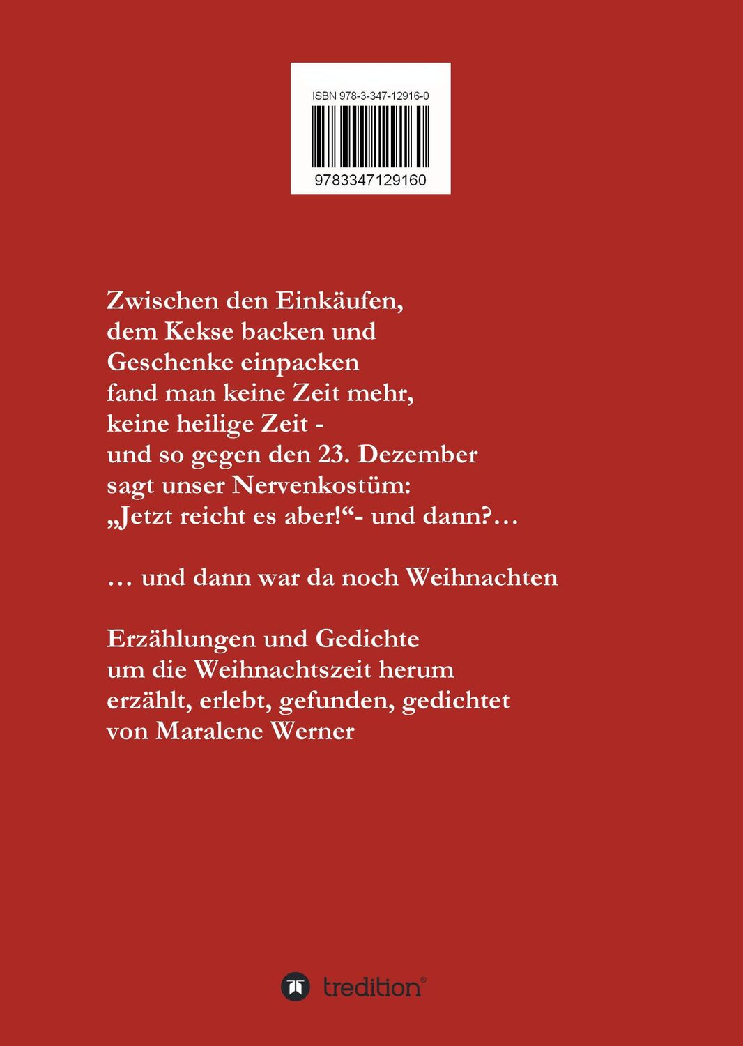 Rückseite: 9783347129160 | ... und dann war da noch Weihnachten | Weihnachtliche Geschichten