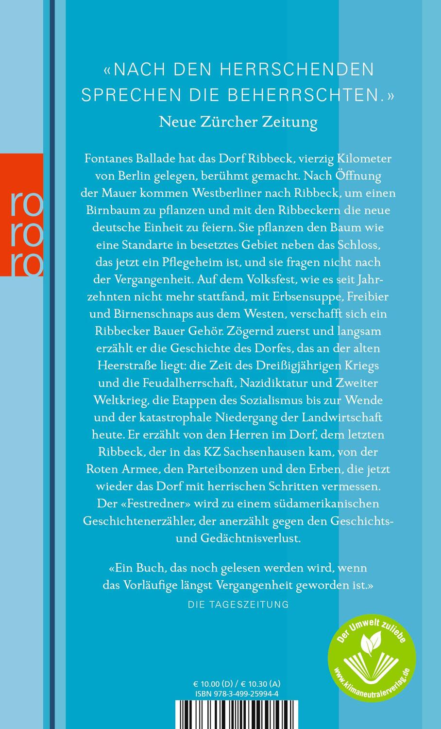 Rückseite: 9783499259944 | Die Birnen von Ribbeck | Werkausgabe in Einzelbänden | Delius | Buch