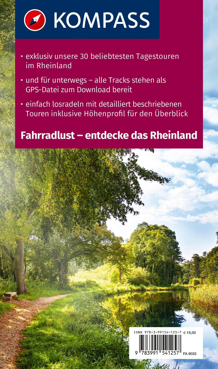 Rückseite: 9783991541257 | Fahrradlust Rheinland | Taschenbuch | KOMPASS Fahrrad-Sammelband