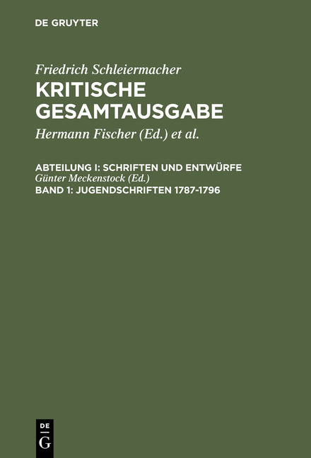 Cover: 9783110085945 | Jugendschriften 1787-1796 | Günter Meckenstock | Buch | LXXXIX | 1983